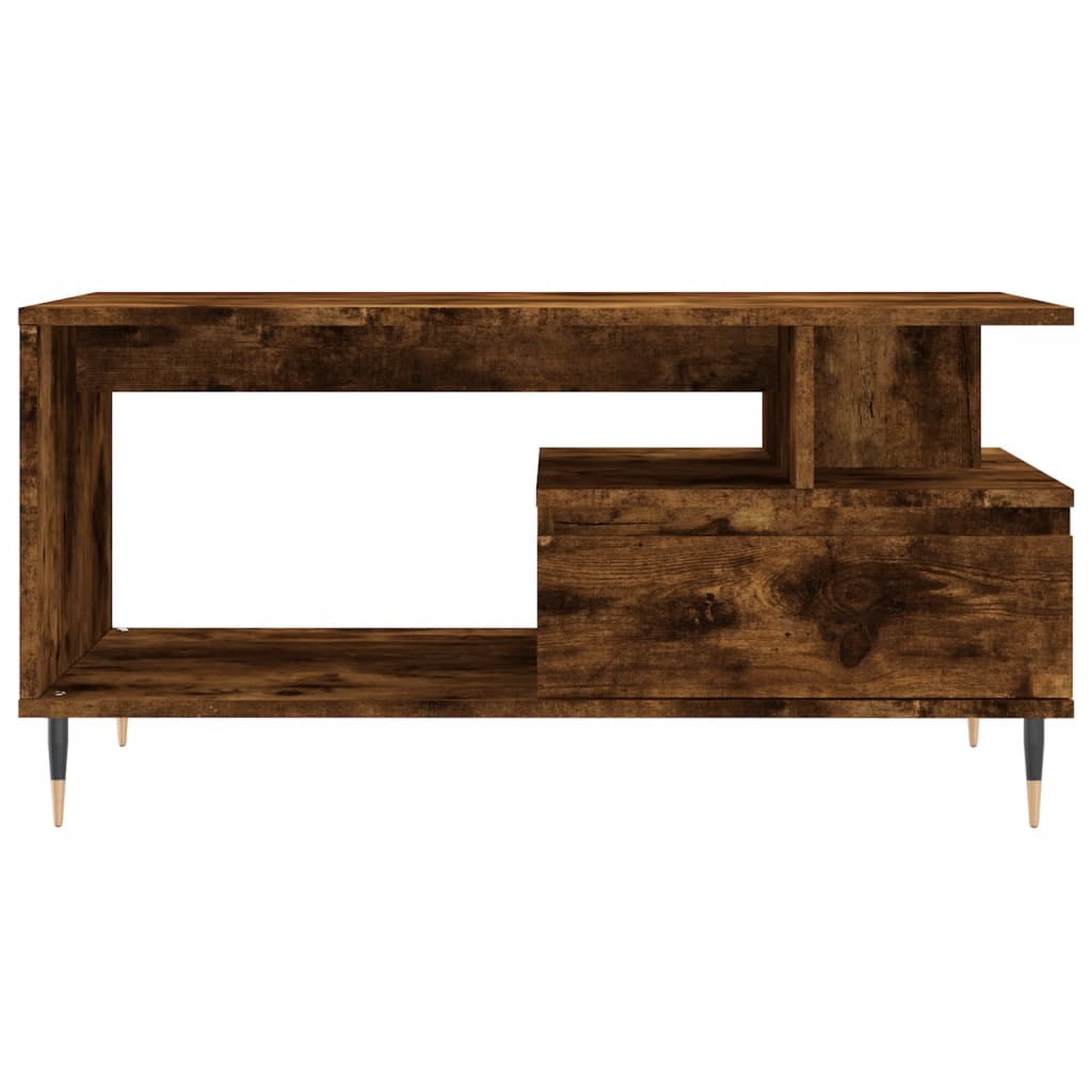 Salontafel 90x49x45 cm bewerkt hout gerookt eikenkleurig is nu te koop bij PeponiXL, paradijselijk wonen!
