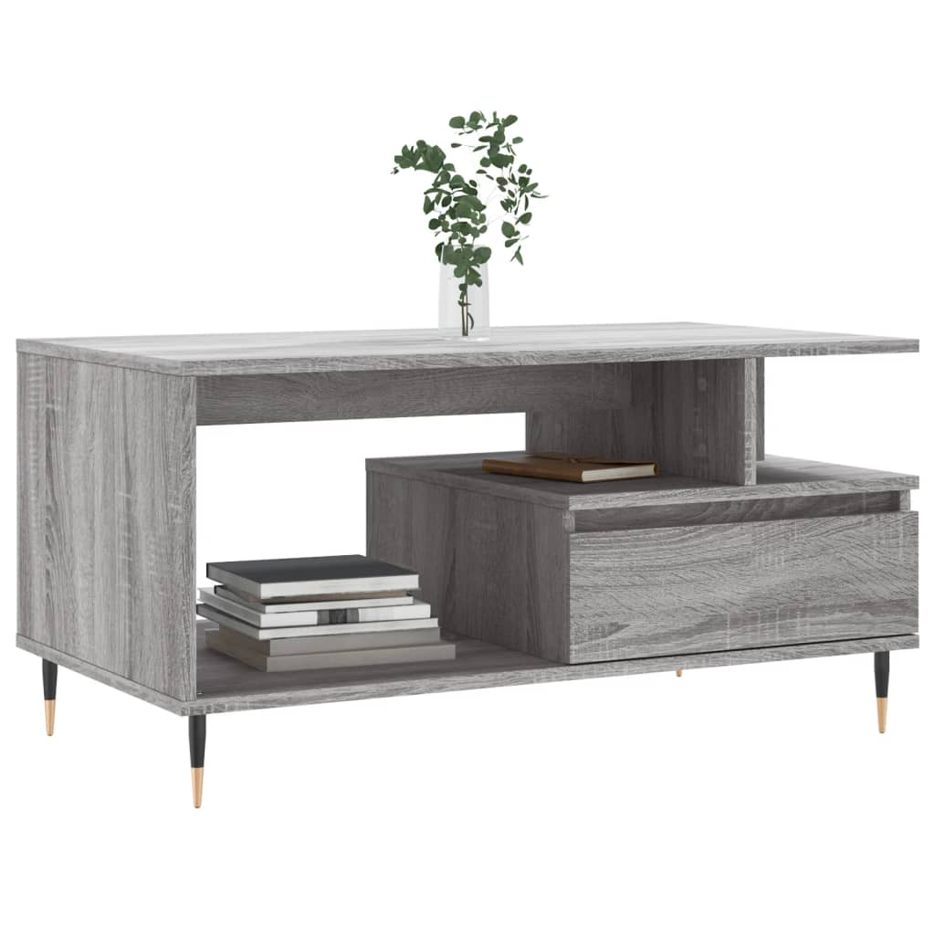 Salontafel 90x49x45 cm bewerkt hout grijs sonoma is nu te koop bij PeponiXL, paradijselijk wonen!