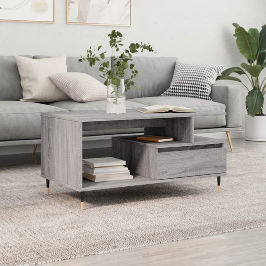 Salontafel 90x49x45 cm bewerkt hout grijs sonoma is nu te koop bij PeponiXL, paradijselijk wonen!