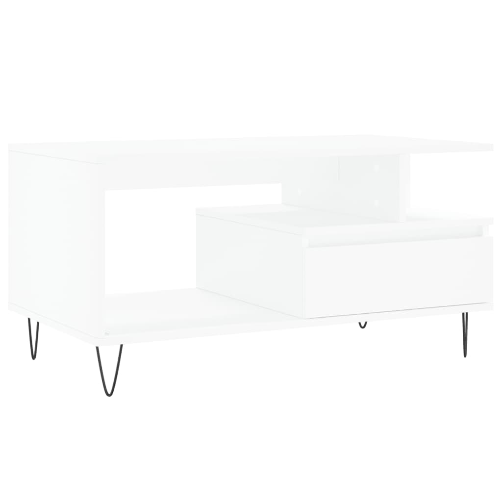 Salontafel 90x49x45 cm bewerkt hout wit is nu te koop bij PeponiXL, paradijselijk wonen!