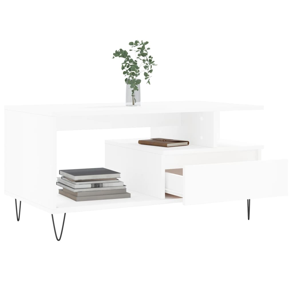 Salontafel 90x49x45 cm bewerkt hout wit is nu te koop bij PeponiXL, paradijselijk wonen!
