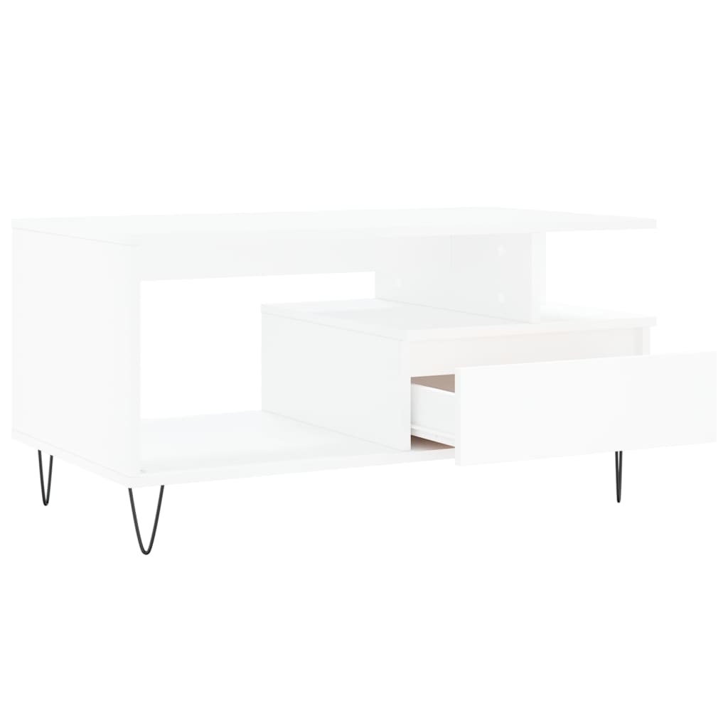 Salontafel 90x49x45 cm bewerkt hout wit is nu te koop bij PeponiXL, paradijselijk wonen!