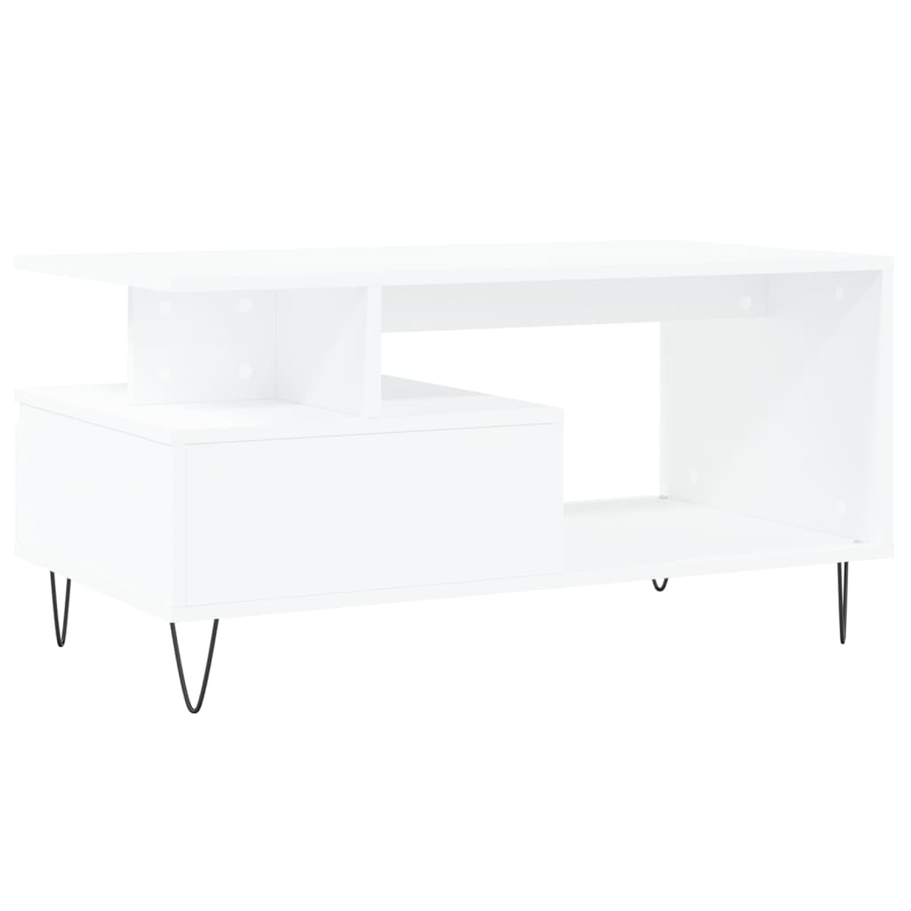 Salontafel 90x49x45 cm bewerkt hout wit is nu te koop bij PeponiXL, paradijselijk wonen!