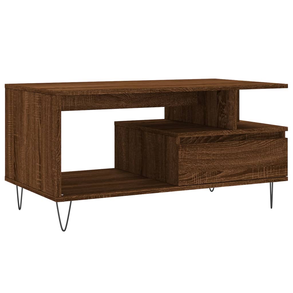 Salontafel 90x49x45 cm bewerkt hout bruineiken is nu te koop bij PeponiXL, paradijselijk wonen!
