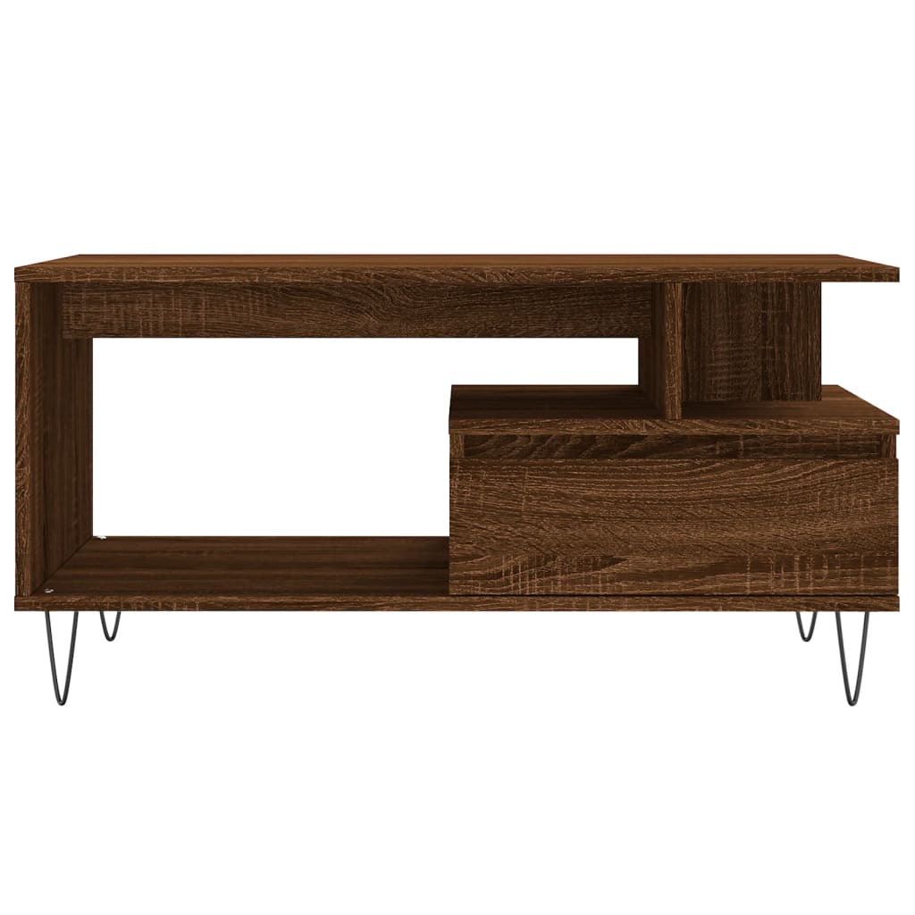 Salontafel 90x49x45 cm bewerkt hout bruineiken is nu te koop bij PeponiXL, paradijselijk wonen!