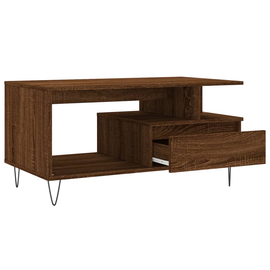 Salontafel 90x49x45 cm bewerkt hout bruineiken is nu te koop bij PeponiXL, paradijselijk wonen!