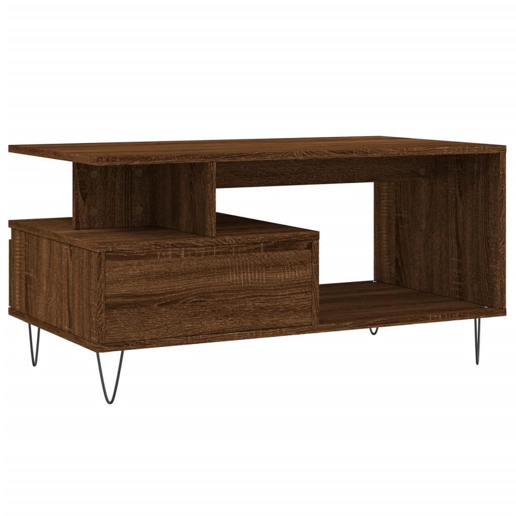Salontafel 90x49x45 cm bewerkt hout bruineiken is nu te koop bij PeponiXL, paradijselijk wonen!