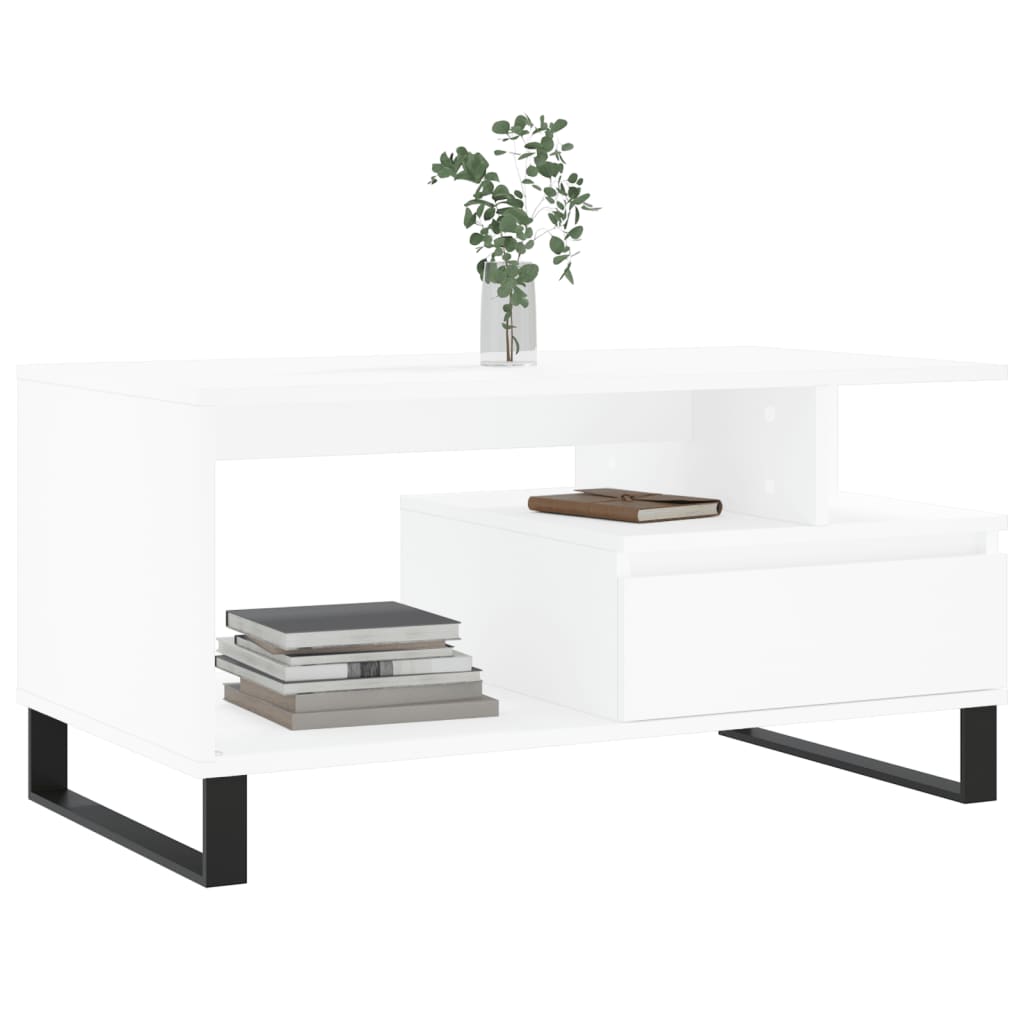 Salontafel 90x49x45 cm bewerkt hout wit is nu te koop bij PeponiXL, paradijselijk wonen!