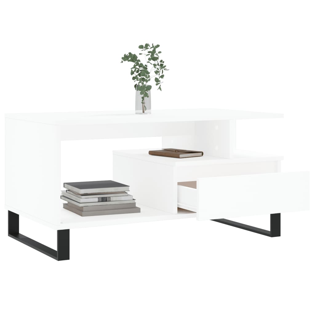 Salontafel 90x49x45 cm bewerkt hout wit is nu te koop bij PeponiXL, paradijselijk wonen!