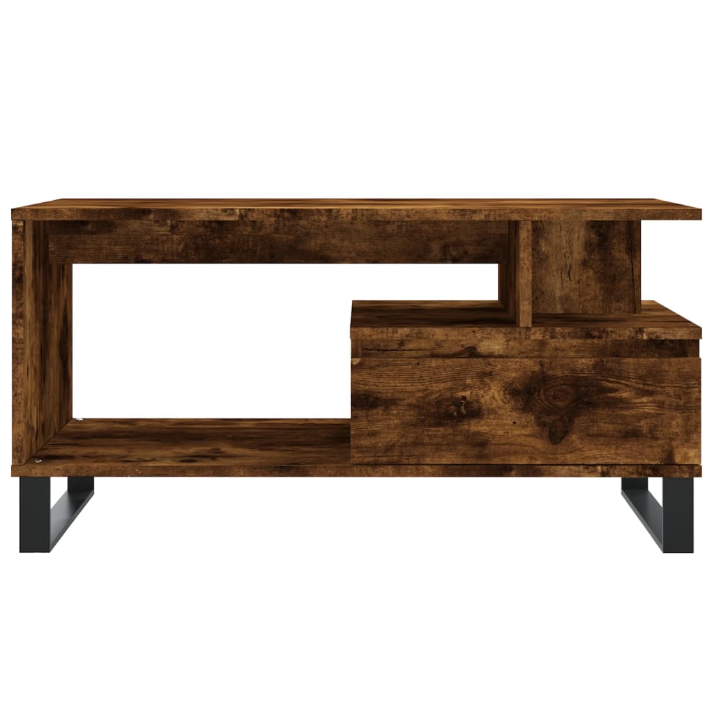 Salontafel 90x49x45 cm bewerkt hout gerookt eikenkleurig is nu te koop bij PeponiXL, paradijselijk wonen!