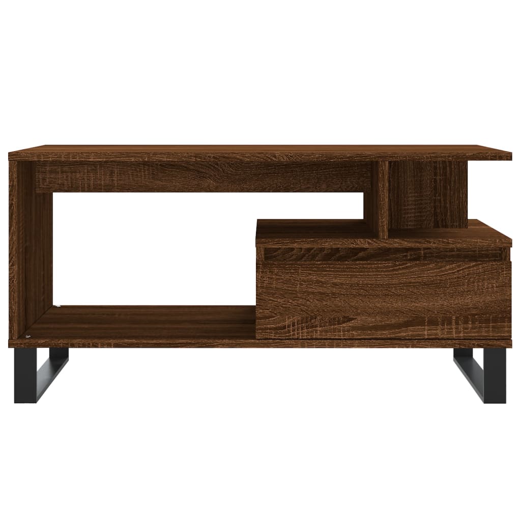 Salontafel 90x49x45 cm bewerkt hout bruineiken is nu te koop bij PeponiXL, paradijselijk wonen!