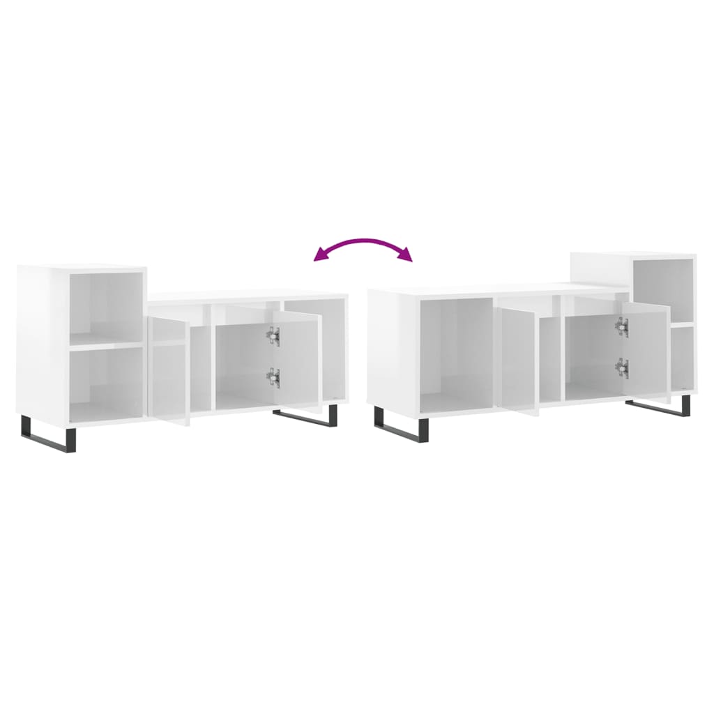 Tv-meubel 100x35x55 cm bewerkt hout hoogglans wit is nu te koop bij PeponiXL, paradijselijk wonen!