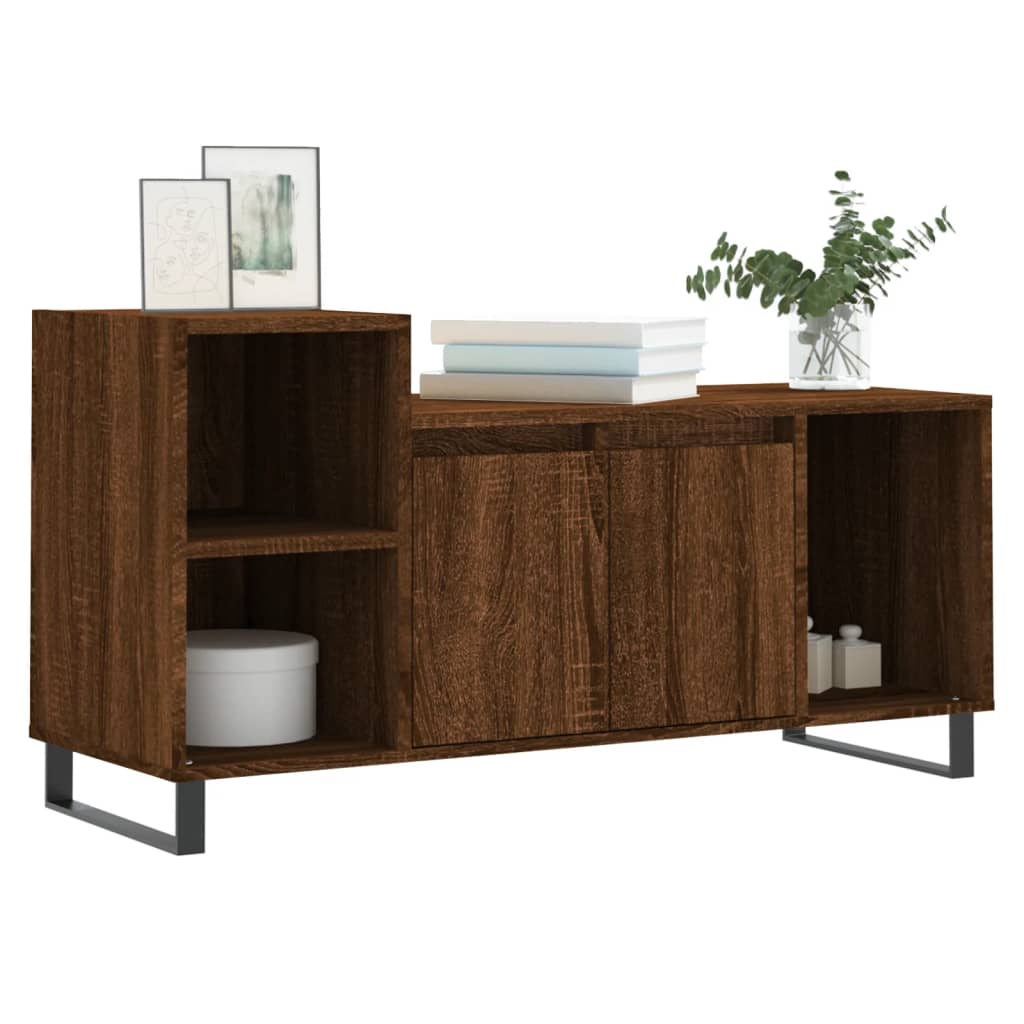 Tv-meubel 100x35x55 cm bewerkt hout bruin eikenkleur is nu te koop bij PeponiXL, paradijselijk wonen!