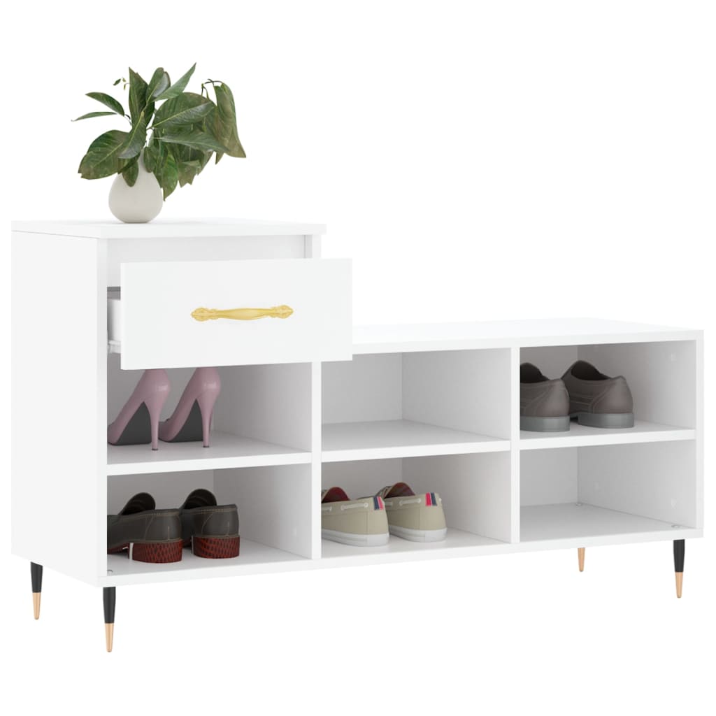 Schoenenkast 102x36x60 cm bewerkt hout wit is nu te koop bij PeponiXL, paradijselijk wonen!