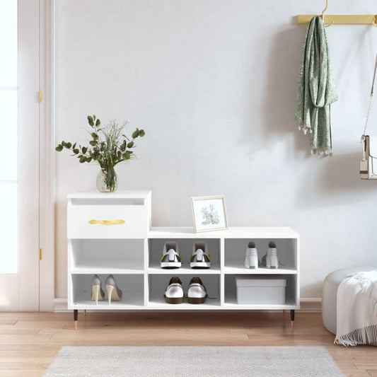 Schoenenkast 102x36x60 cm bewerkt hout wit is nu te koop bij PeponiXL, paradijselijk wonen!