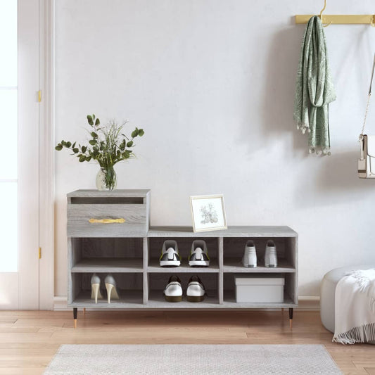 Schoenenkast 102x36x60 cm bewerkt hout sonoma grijs is nu te koop bij PeponiXL, paradijselijk wonen!