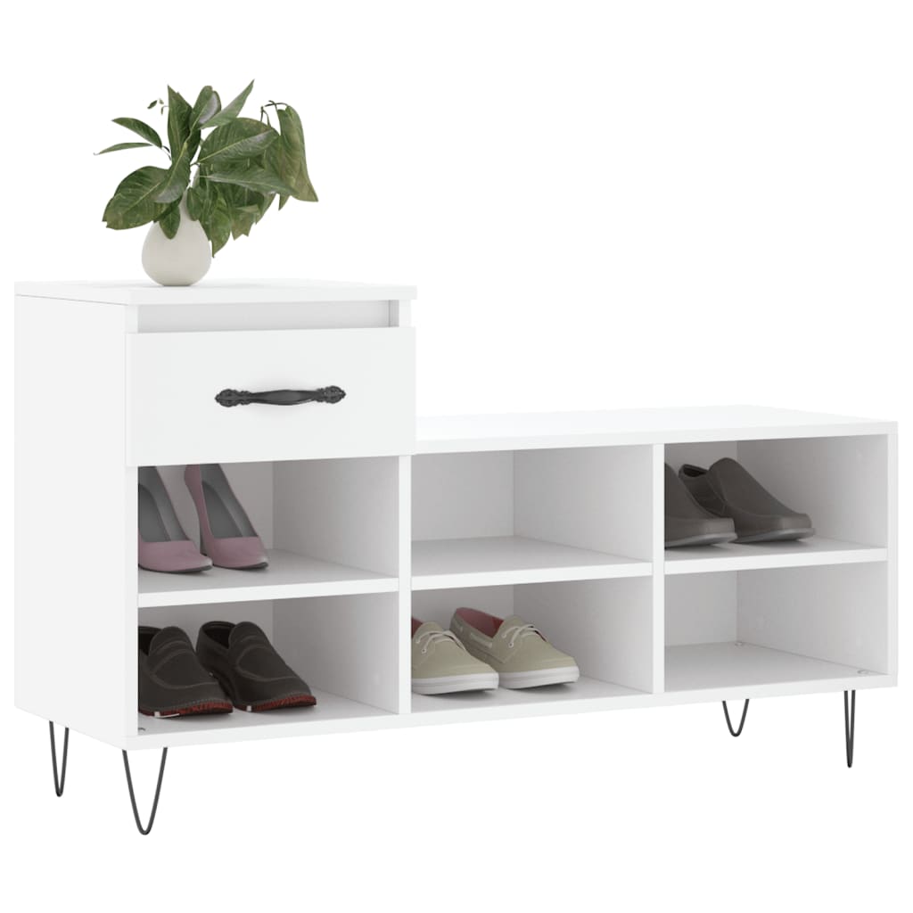 Schoenenkast 102x36x60 cm bewerkt hout wit is nu te koop bij PeponiXL, paradijselijk wonen!