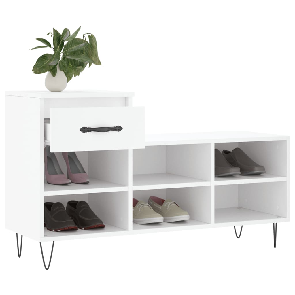 Schoenenkast 102x36x60 cm bewerkt hout wit is nu te koop bij PeponiXL, paradijselijk wonen!