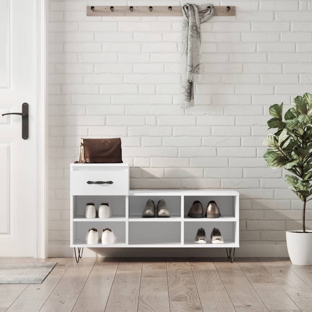 Schoenenkast 102x36x60 cm bewerkt hout wit is nu te koop bij PeponiXL, paradijselijk wonen!