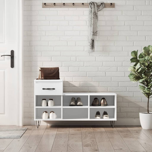 Schoenenkast 102x36x60 cm bewerkt hout wit is nu te koop bij PeponiXL, paradijselijk wonen!
