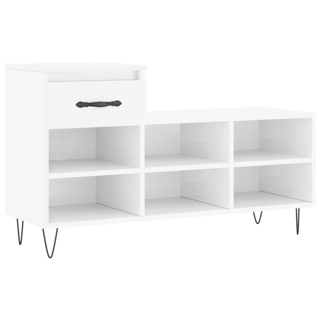 Schoenenkast 102x36x60 cm bewerkt hout hoogglans wit is nu te koop bij PeponiXL, paradijselijk wonen!