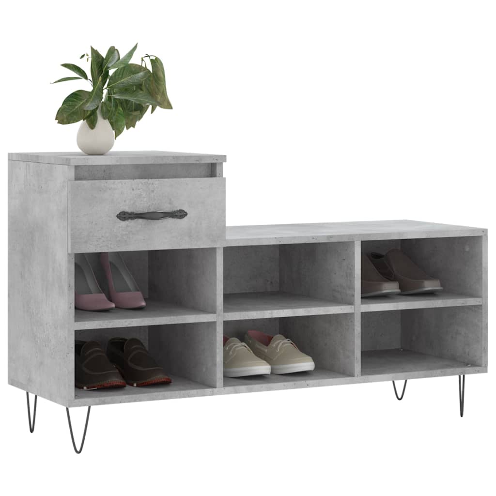 Schoenenkast 102x36x60 cm bewerkt hout betongrijs is nu te koop bij PeponiXL, paradijselijk wonen!