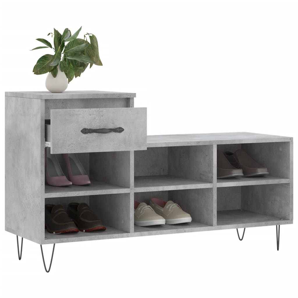 Schoenenkast 102x36x60 cm bewerkt hout betongrijs is nu te koop bij PeponiXL, paradijselijk wonen!