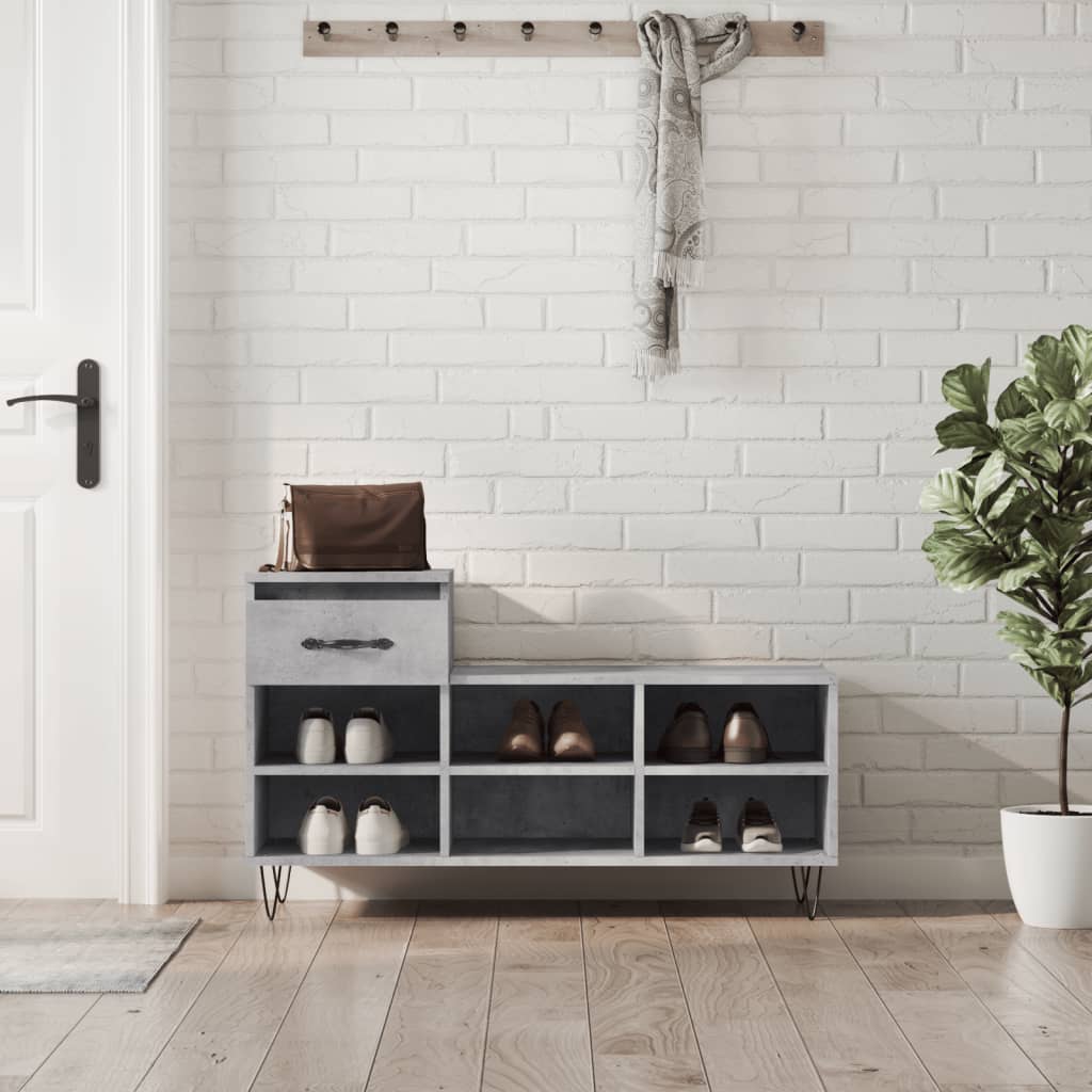 Schoenenkast 102x36x60 cm bewerkt hout betongrijs is nu te koop bij PeponiXL, paradijselijk wonen!