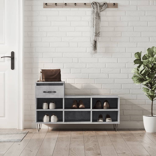 Schoenenkast 102x36x60 cm bewerkt hout betongrijs is nu te koop bij PeponiXL, paradijselijk wonen!