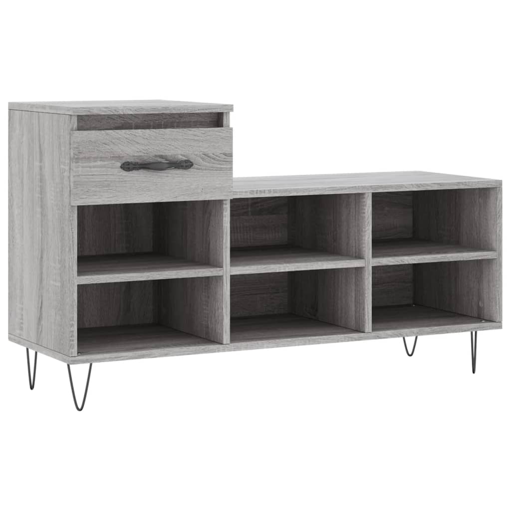 Schoenenkast 102x36x60 cm bewerkt hout sonoma grijs is nu te koop bij PeponiXL, paradijselijk wonen!