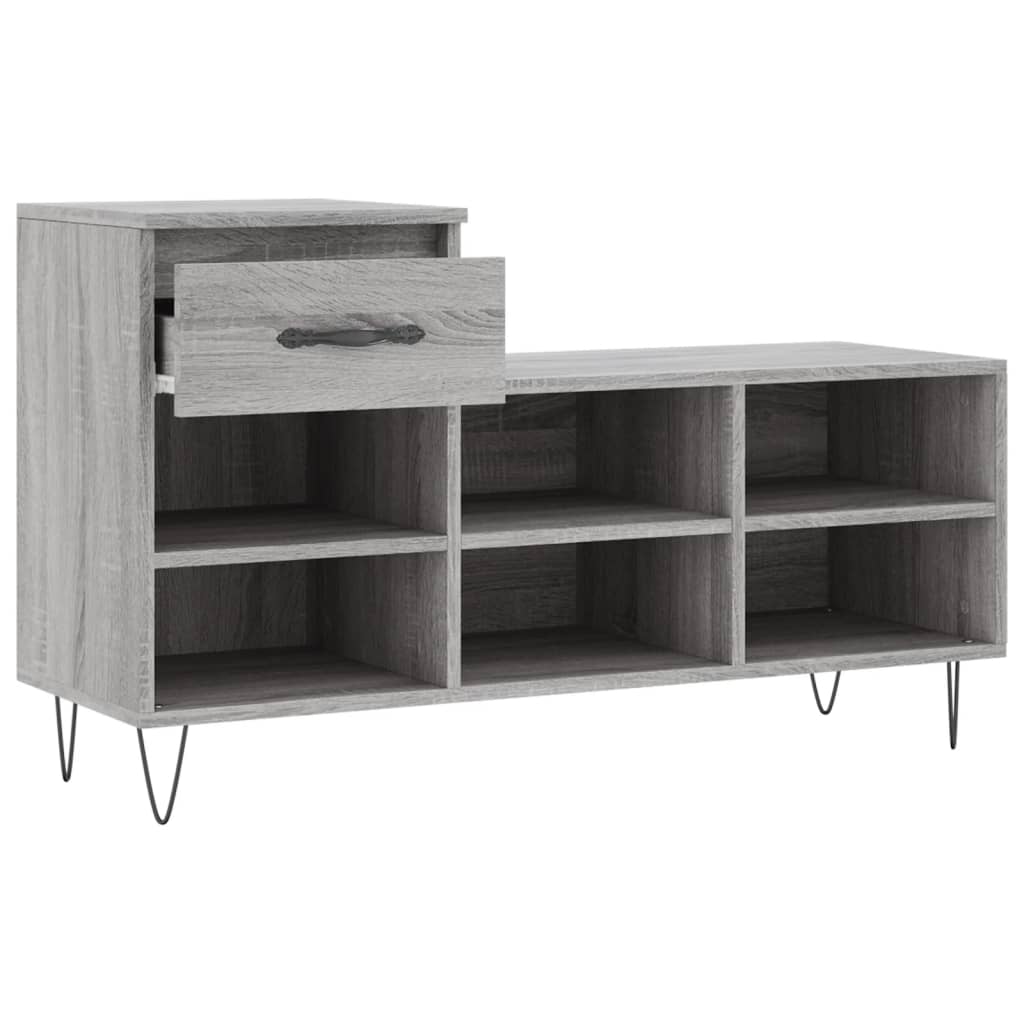 Schoenenkast 102x36x60 cm bewerkt hout sonoma grijs is nu te koop bij PeponiXL, paradijselijk wonen!