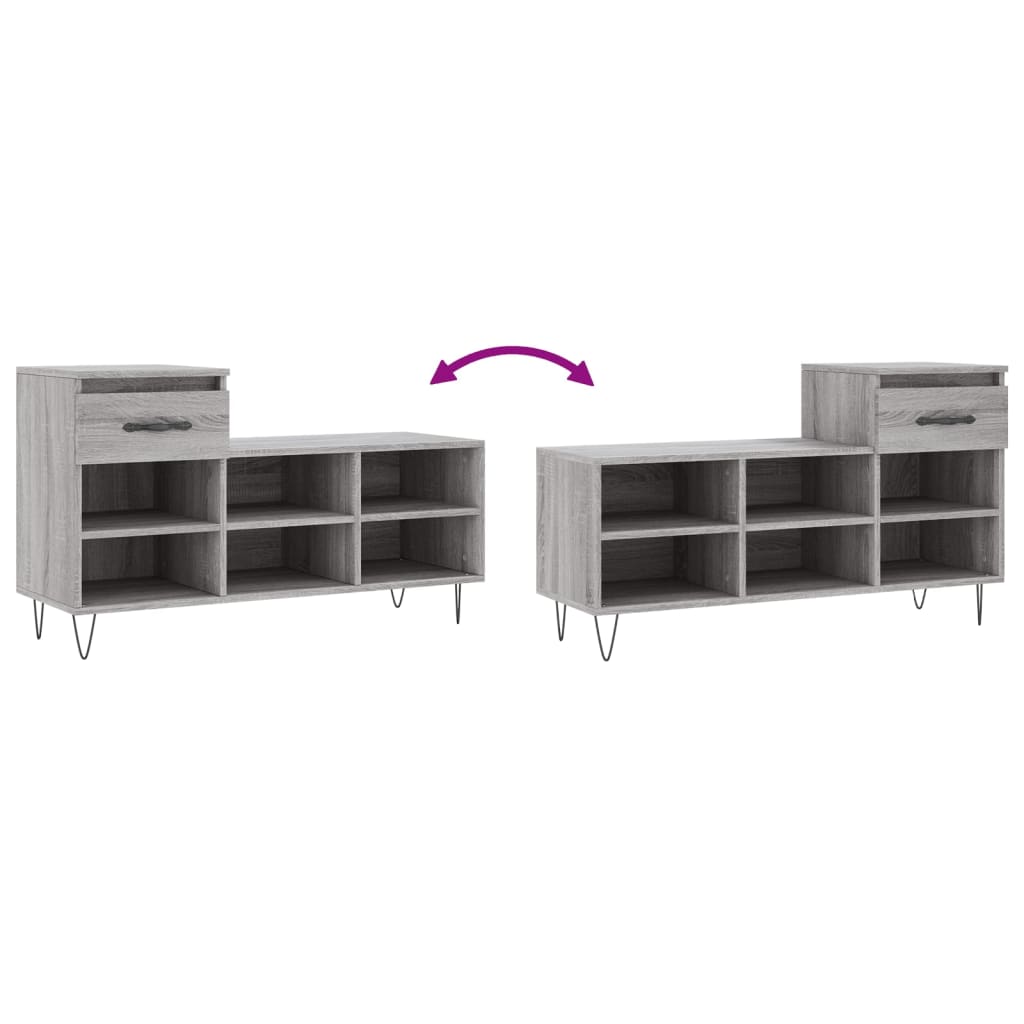 Schoenenkast 102x36x60 cm bewerkt hout sonoma grijs is nu te koop bij PeponiXL, paradijselijk wonen!