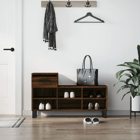 Schoenenkast 102x36x60 cm bewerkt hout bruin eikenkleur is nu te koop bij PeponiXL, paradijselijk wonen!
