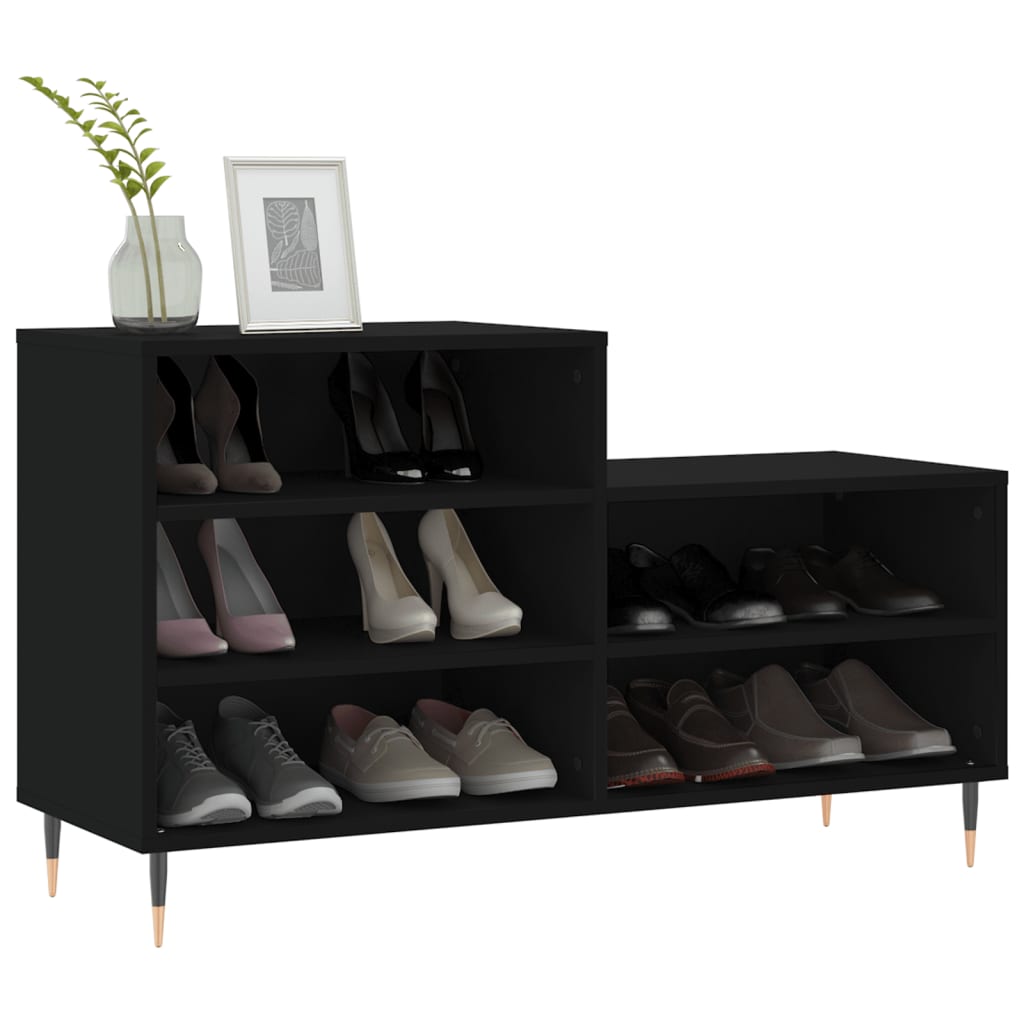 Schoenenkast 102x36x60 cm bewerkt hout zwart is nu te koop bij PeponiXL, paradijselijk wonen!