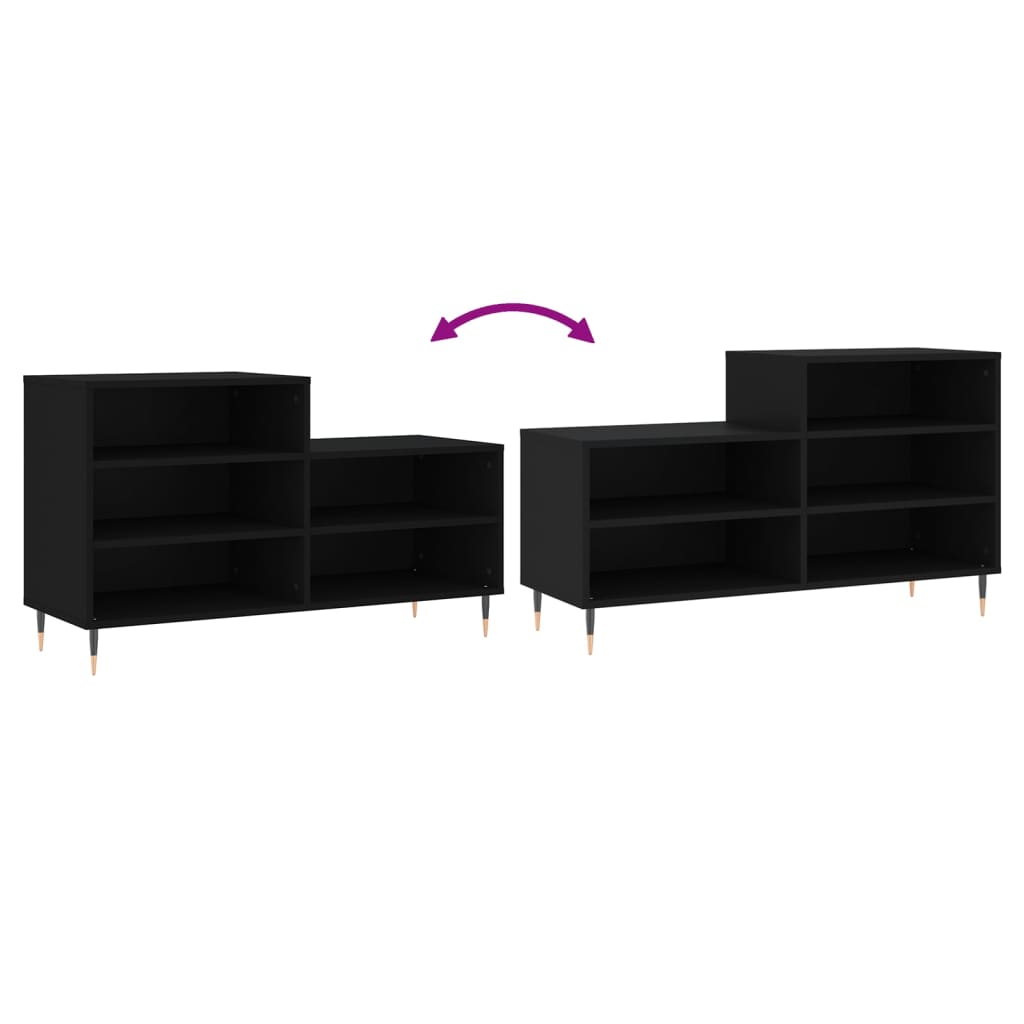Schoenenkast 102x36x60 cm bewerkt hout zwart is nu te koop bij PeponiXL, paradijselijk wonen!
