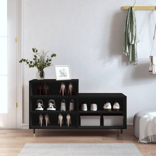 Schoenenkast 102x36x60 cm bewerkt hout zwart is nu te koop bij PeponiXL, paradijselijk wonen!
