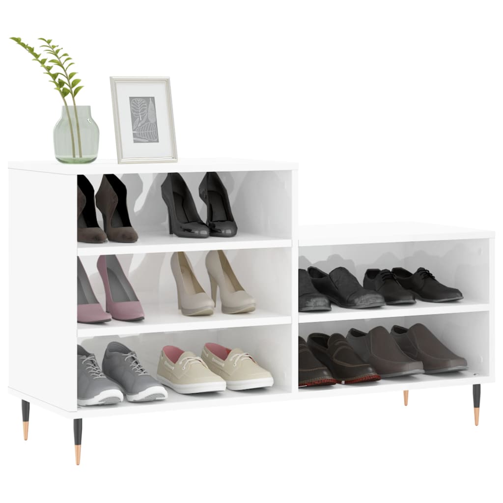 Schoenenkast 102x36x60 cm bewerkt hout hoogglans wit is nu te koop bij PeponiXL, paradijselijk wonen!