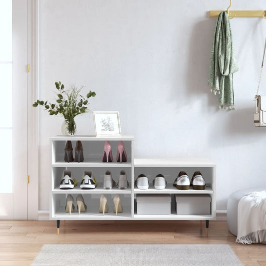 Schoenenkast 102x36x60 cm bewerkt hout hoogglans wit is nu te koop bij PeponiXL, paradijselijk wonen!