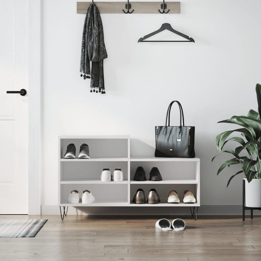 Schoenenkast 102x36x60 cm bewerkt hout wit is nu te koop bij PeponiXL, paradijselijk wonen!