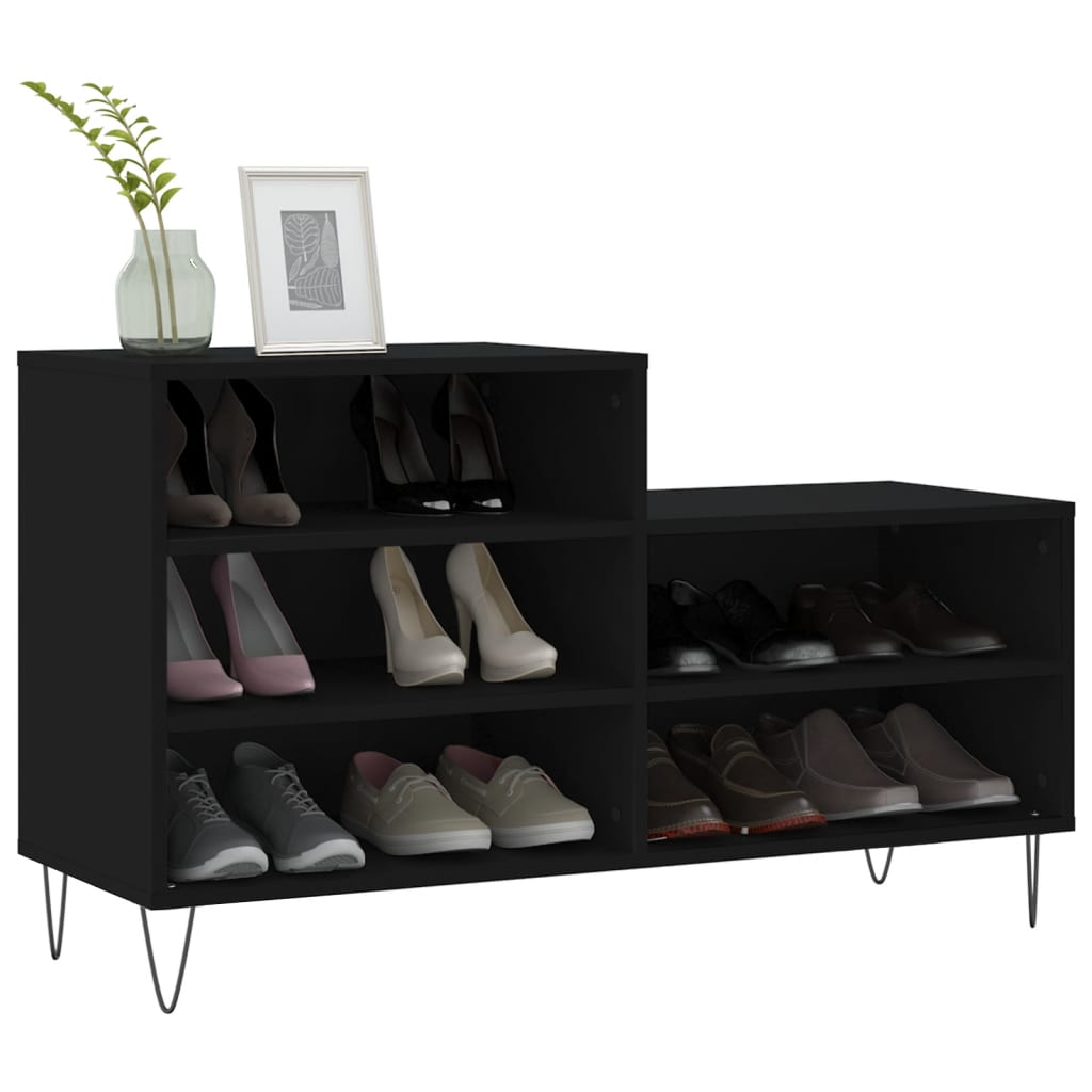 Schoenenkast 102x36x60 cm bewerkt hout zwart is nu te koop bij PeponiXL, paradijselijk wonen!