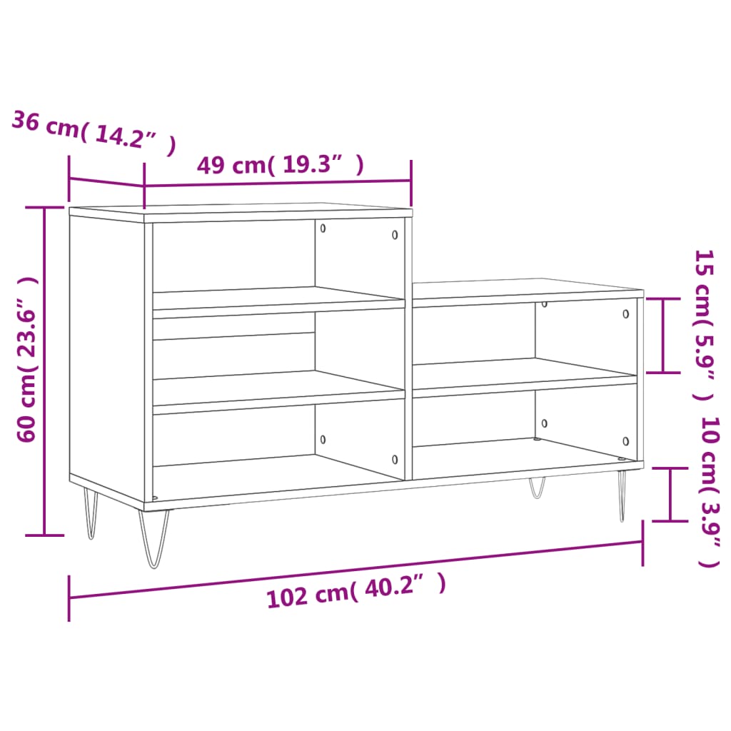 Schoenenkast 102x36x60 cm bewerkt hout zwart is nu te koop bij PeponiXL, paradijselijk wonen!