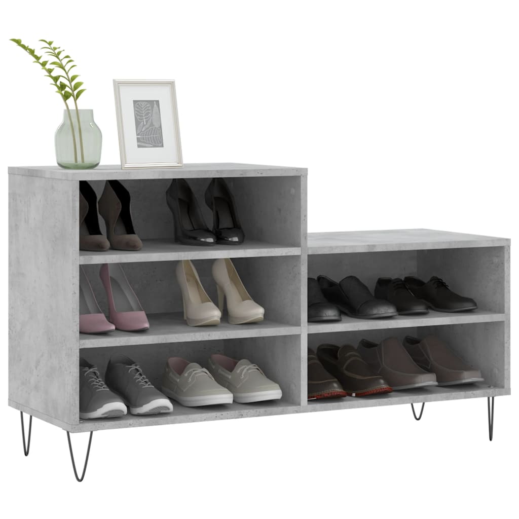 Schoenenkast 102x36x60 cm bewerkt hout betongrijs is nu te koop bij PeponiXL, paradijselijk wonen!