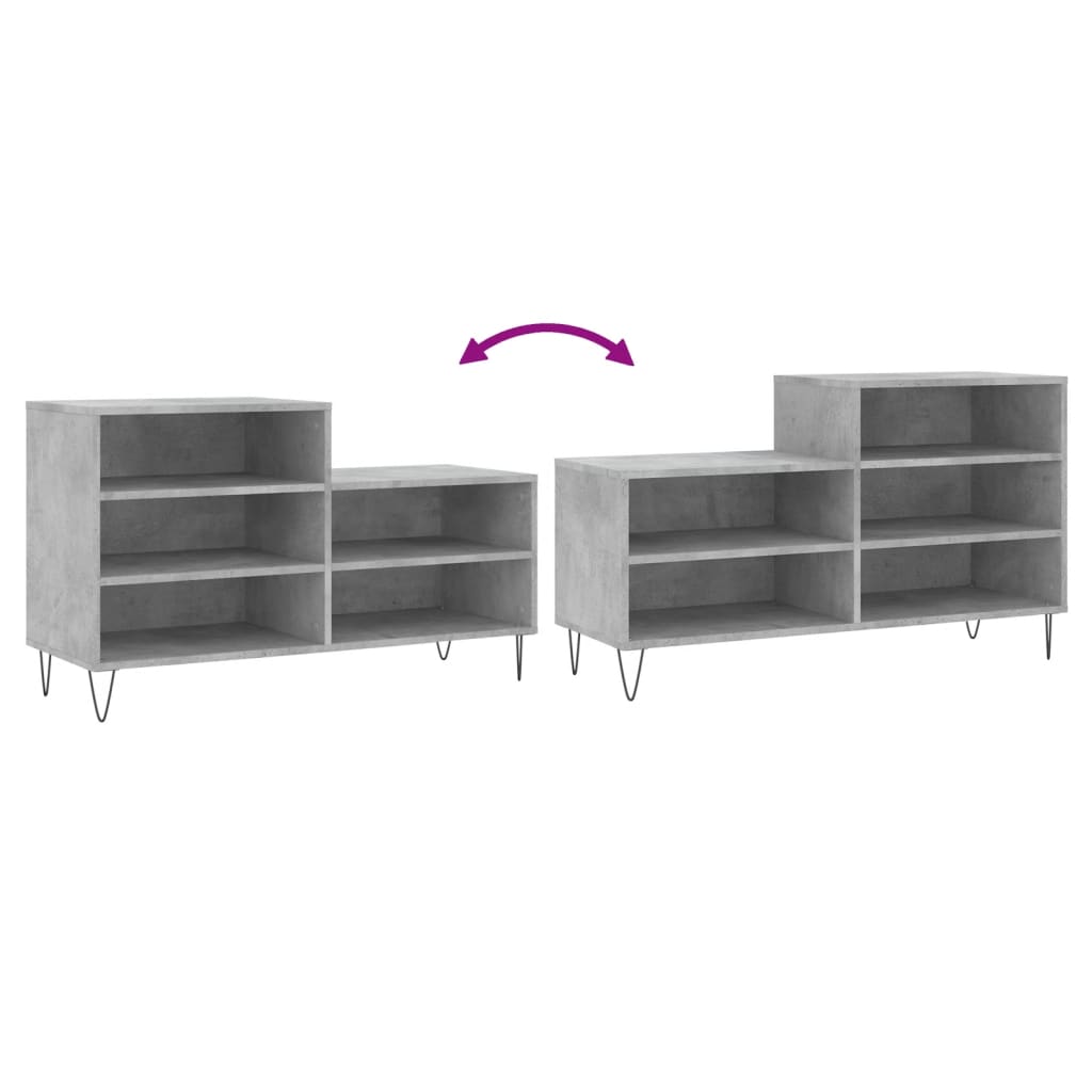 Schoenenkast 102x36x60 cm bewerkt hout betongrijs is nu te koop bij PeponiXL, paradijselijk wonen!