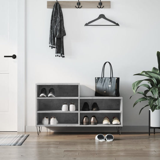 Schoenenkast 102x36x60 cm bewerkt hout betongrijs is nu te koop bij PeponiXL, paradijselijk wonen!