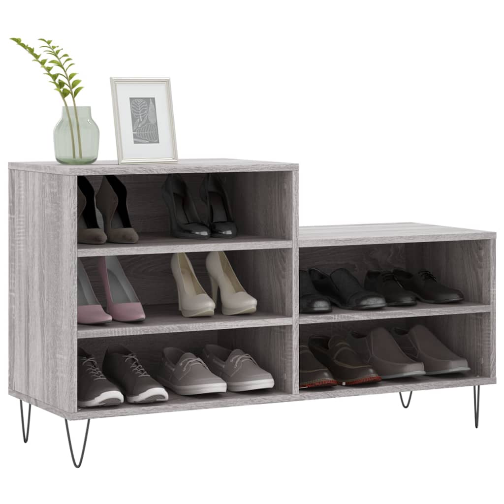 Schoenenkast 102x36x60 cm bewerkt hout sonoma grijs is nu te koop bij PeponiXL, paradijselijk wonen!