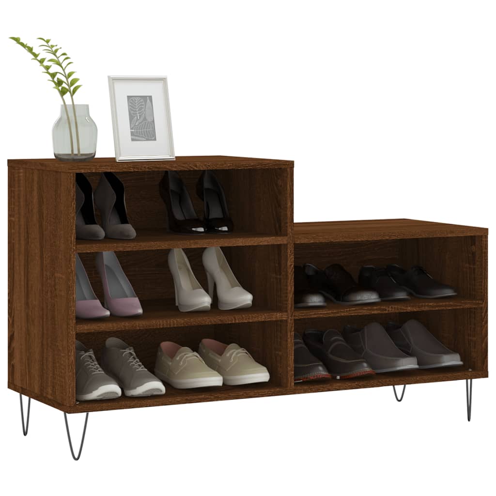 Schoenenkast 102x36x60 cm bewerkt hout bruin eikenkleur is nu te koop bij PeponiXL, paradijselijk wonen!