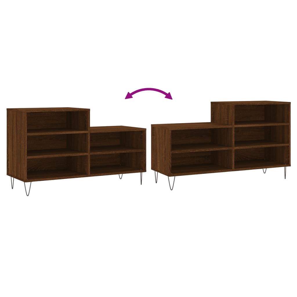 Schoenenkast 102x36x60 cm bewerkt hout bruin eikenkleur is nu te koop bij PeponiXL, paradijselijk wonen!