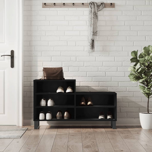 Schoenenkast 102x36x60 cm bewerkt hout zwart is nu te koop bij PeponiXL, paradijselijk wonen!