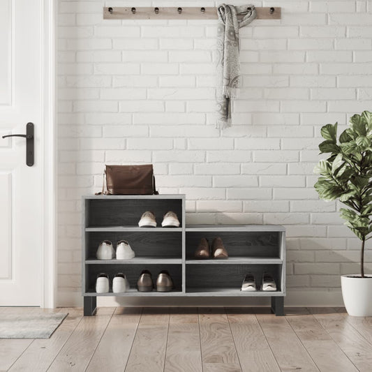 Schoenenkast 102x36x60 cm bewerkt hout sonoma grijs is nu te koop bij PeponiXL, paradijselijk wonen!