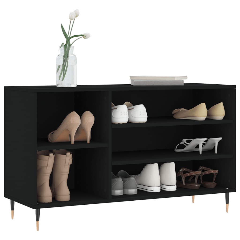 Schoenenkast 102x36x60 cm bewerkt hout zwart is nu te koop bij PeponiXL, paradijselijk wonen!